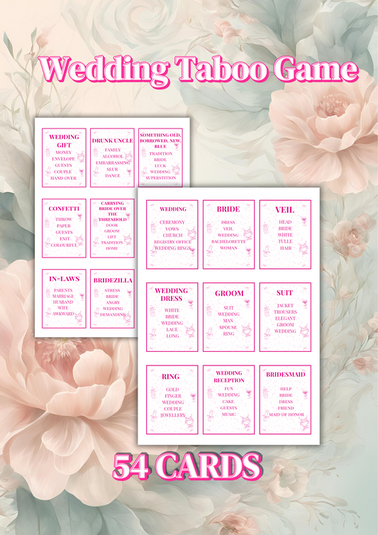 UNIQUE Wedding Taboo Card Game - Digital Product